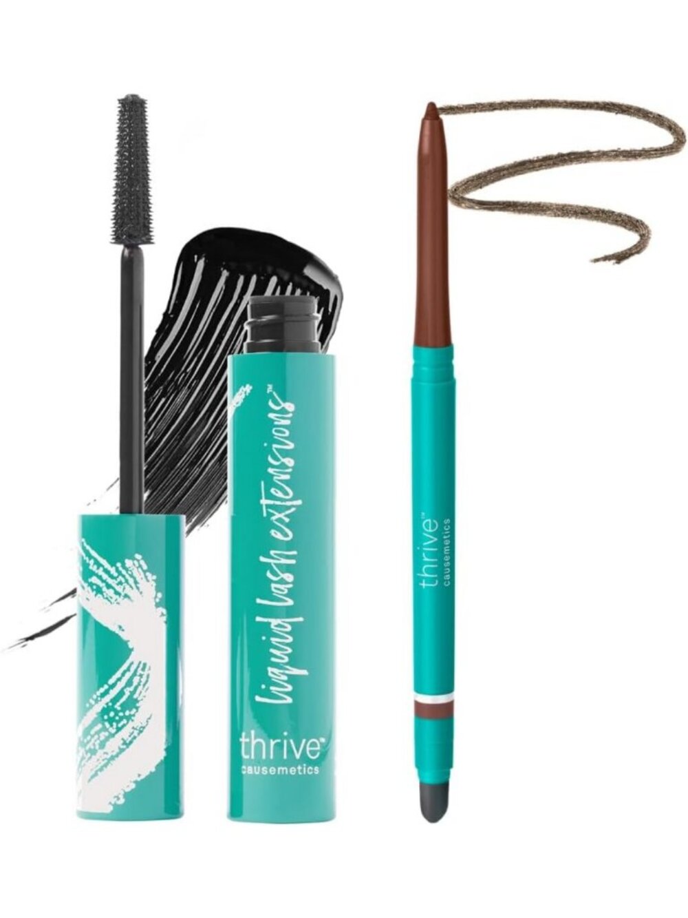Liquid Lash Extensions Mascara & Waterproof Eyeliner Pencil Set - Rich Black